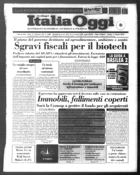 Italia oggi : quotidiano di economia finanza e politica